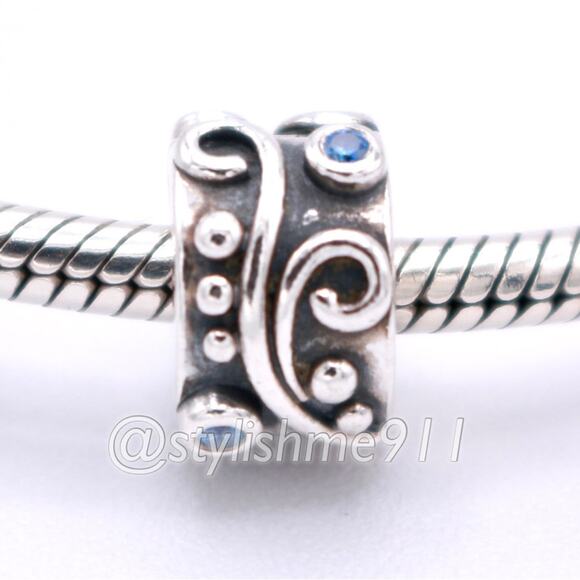 Authentic PANDORA Tendril Blue CZ Clip - 790380CZB - Picture 3 of 11